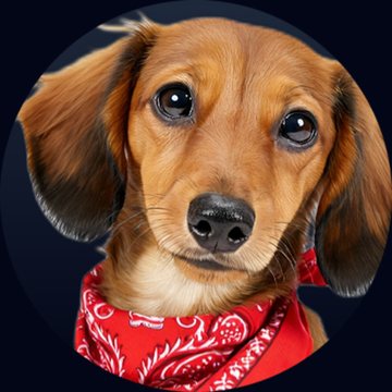 A curious dachshund in a red bandana